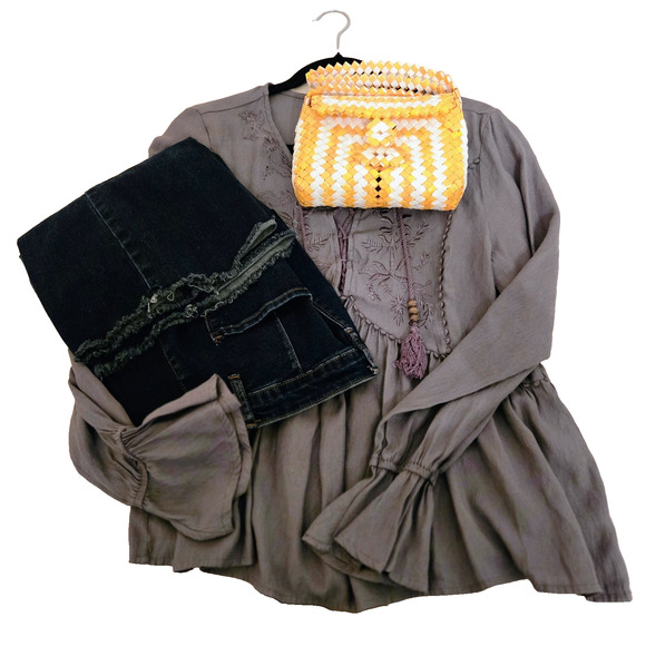 Prison Art wrapper handmade purse yellow white - Picture 9 of 9